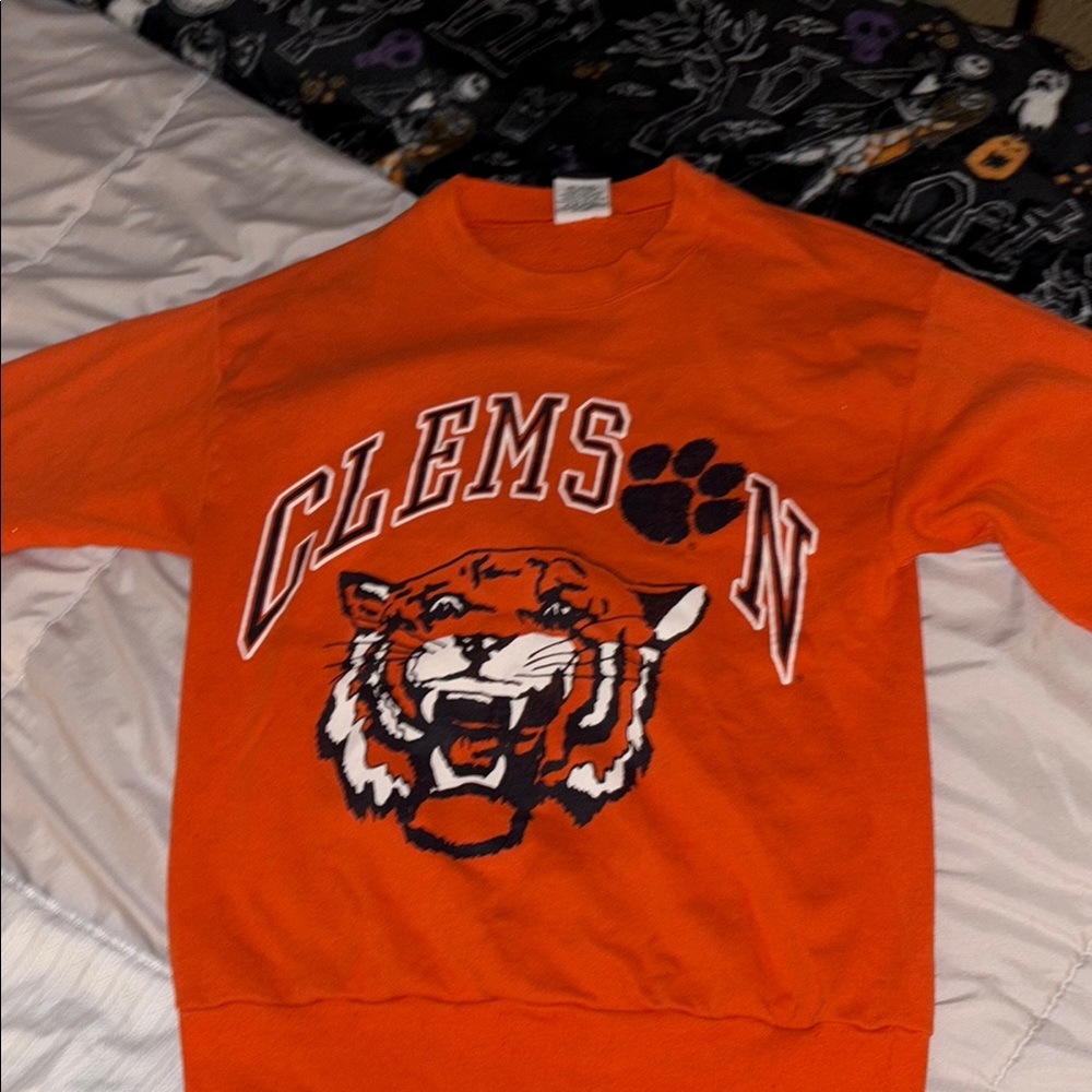 Clemson Orange Sweatshirt with Tiger Graphic